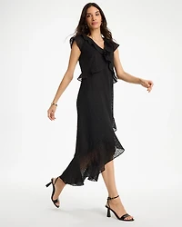 Floral Surplice Ruffled Dress