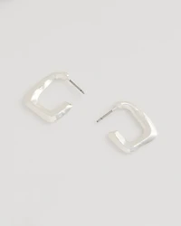 Mini Silvertone Square Earrings