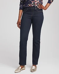 Dark Wash Pull-On Straight-Leg Jeans