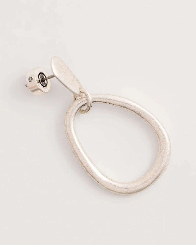 Silvertone Open Circle Drop Earrings