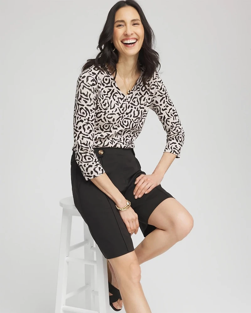 Animal Print Pima 3/4 Sleeve Tee