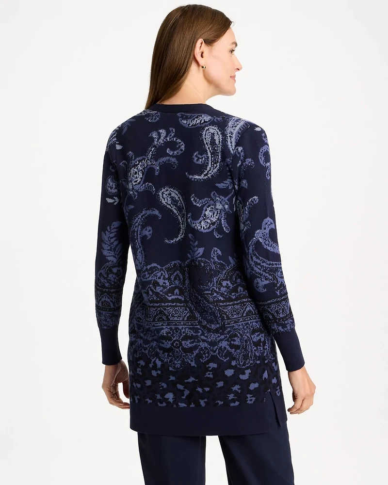 Ella Jacquard Open-Front Cardigan
