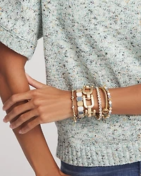 Goldtone Stone Square Stretch Bracelet
