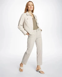 Stripe Girlfriend Straight Ankle Jeans