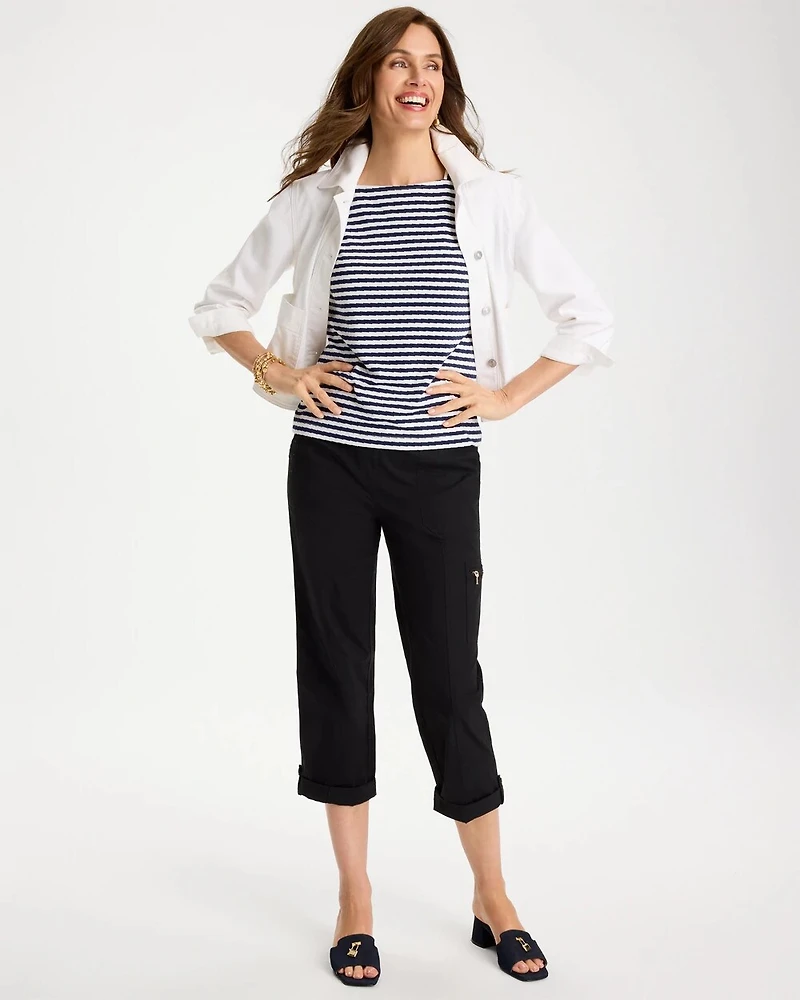 Cotton Striped Button Tee