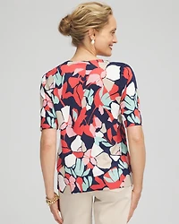 Abstract Short Sleeve Pullover Sweater