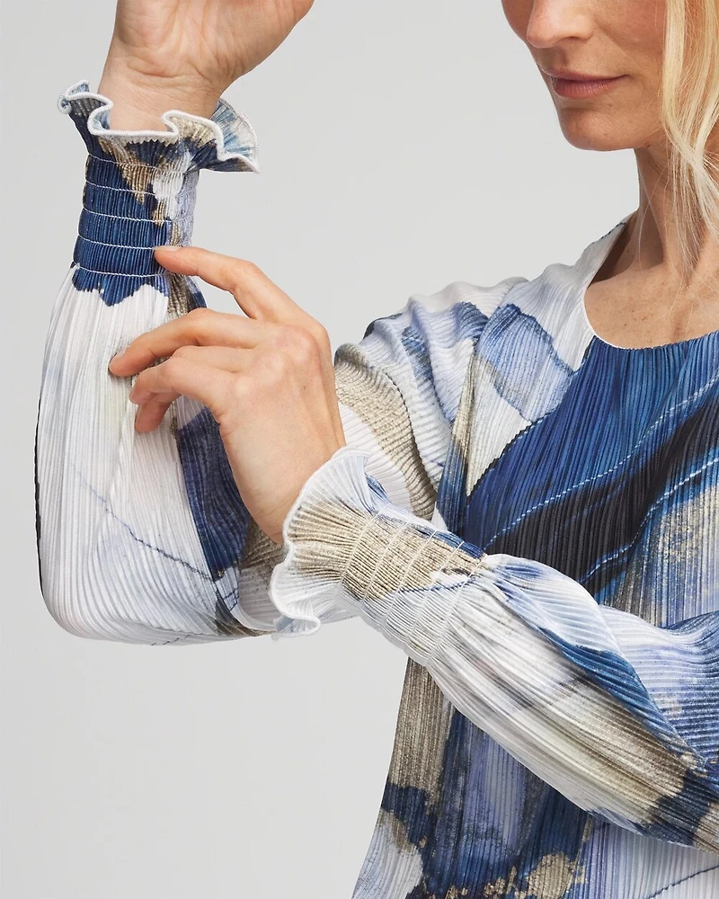 Foil Ocean Print Crinkle Top