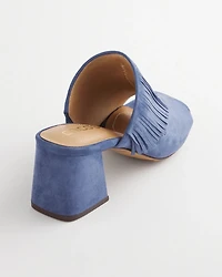 Blue Lotus Suede Fringe Block Heels