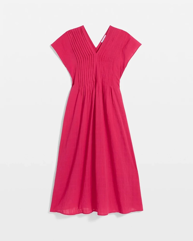 Cotton Slub Popover Midi Dress