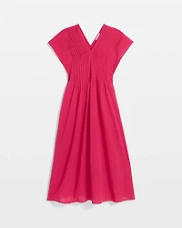 Cotton Slub Popover Midi Dress