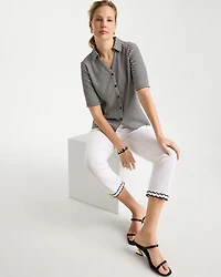 Gingham Textured Camp Tee