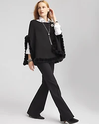 Faux Fur Trim Cashmere Blend Poncho