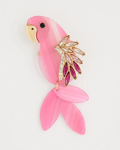 Chic Pink Parrot Brooch