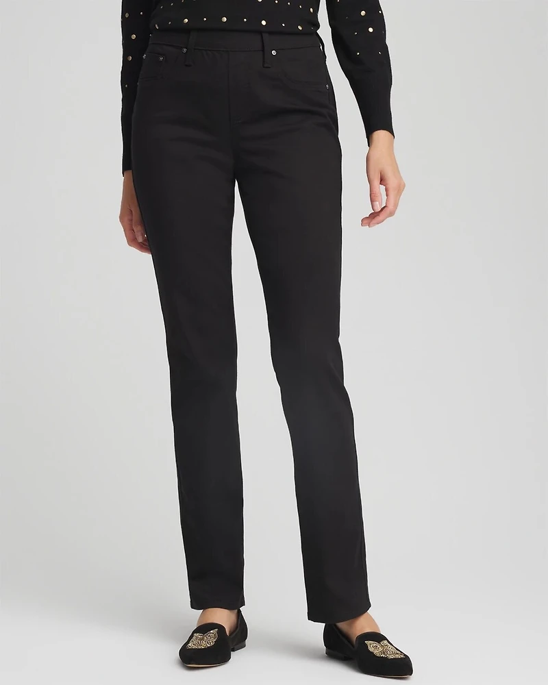 Pull-On Straight-Leg Jeans