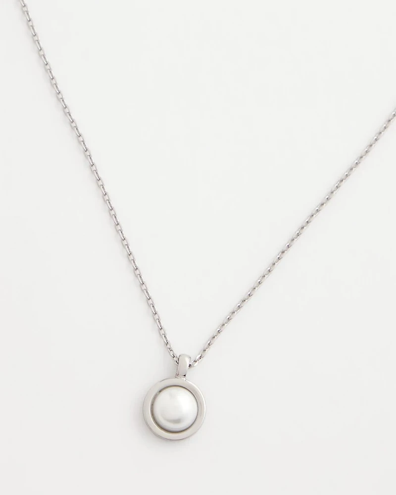 Silver Pearl Single Strand Necklace