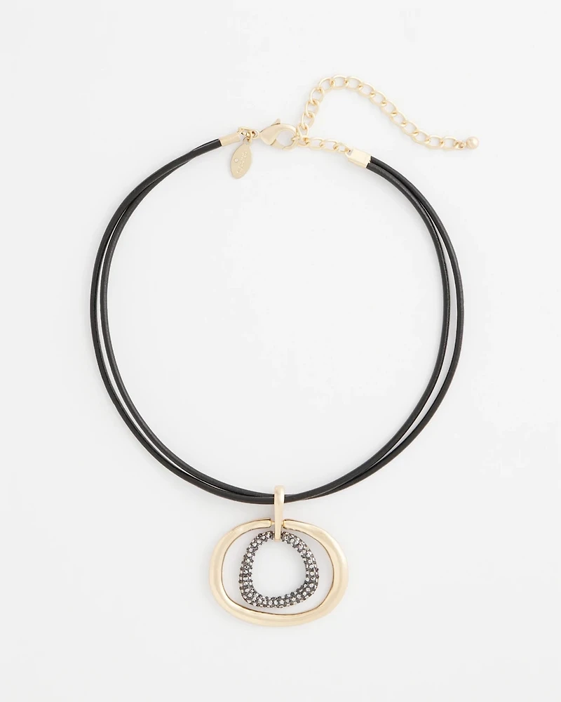 Pave Corded Pendant Necklace