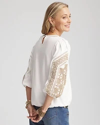 Bubble Hem Pleated Cotton Top