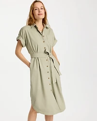 Dolman Tie Hemp Denim Shirtdress