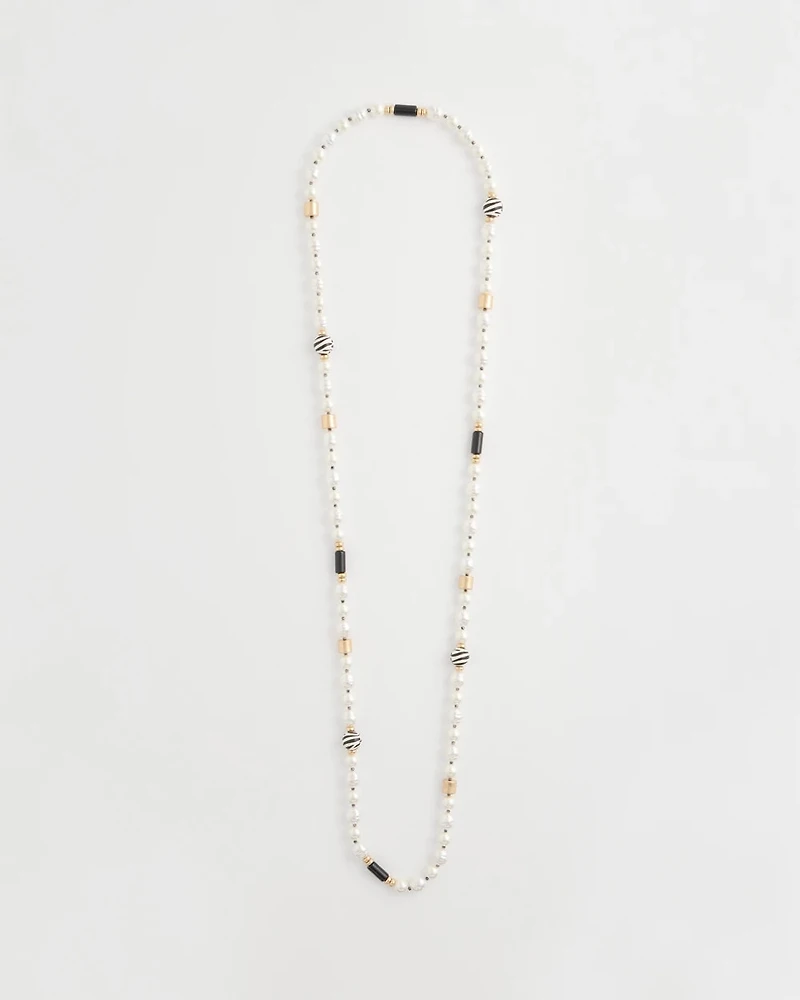 Faux Pearl Zebra Necklace