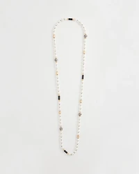 Faux Pearl Zebra Necklace