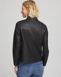 Snap Front Faux Leather Jacket