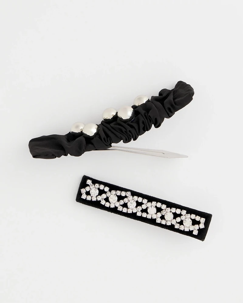Set of Two Jeweled Barrettes