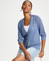 Crochet Knit Pointelle Cardigan