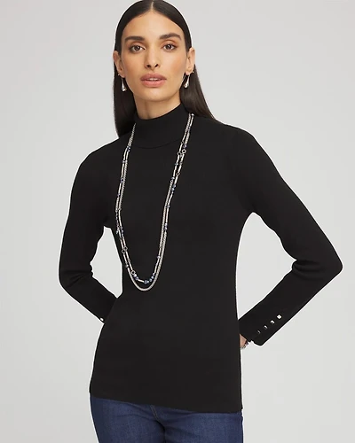 Ecovero™ Button Cuff Turtleneck Sweater