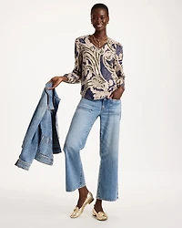 Jersey Knit Poplin-Sleeved Top