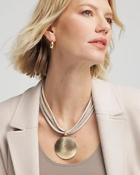 Textured Golden Pendant Necklace