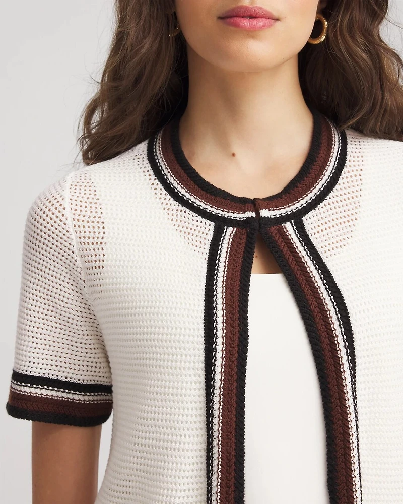 Pointelle High-Style Short-Sleeve Cardigan