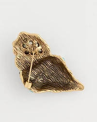 Faux Blue Halo Diamond Conch Shell Brooch