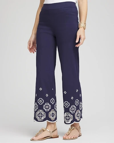 Brigitte™ Embroidered Wide-Leg Cropped Pants