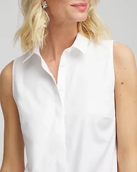 No Iron Sleeveless Sateen Shirt