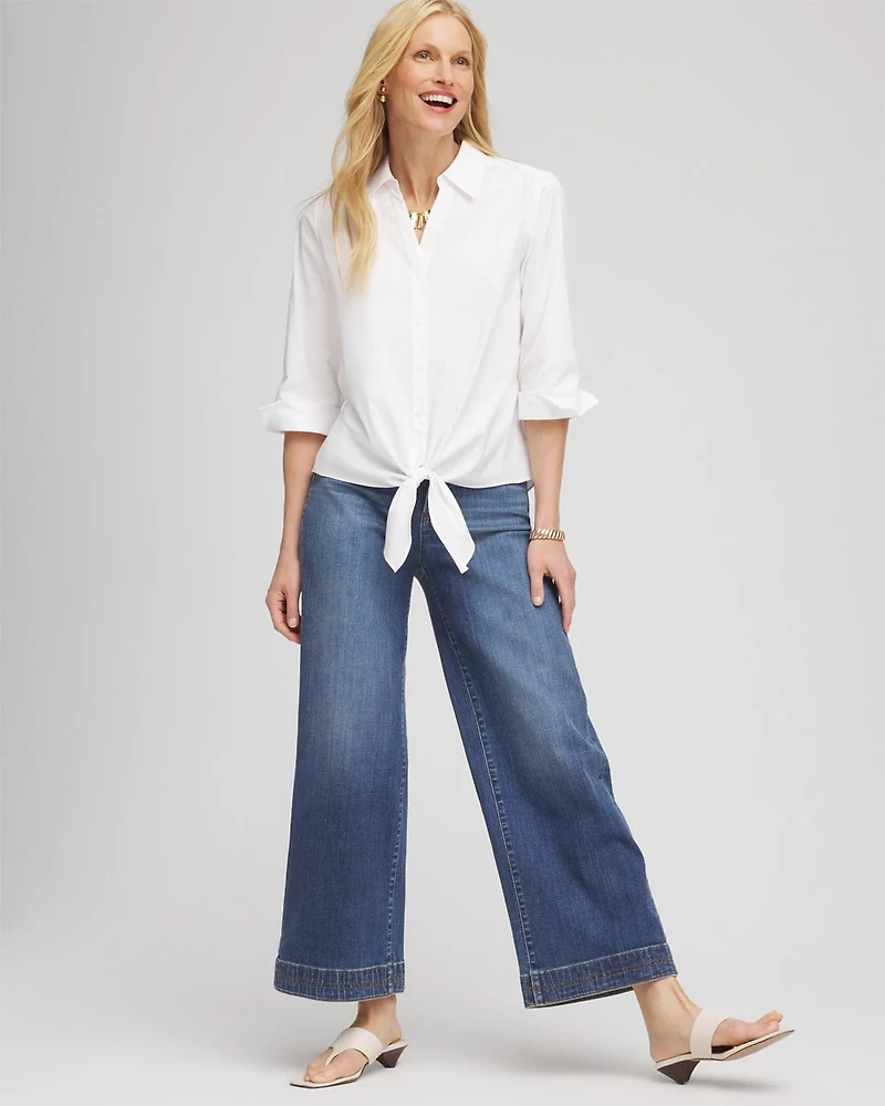 Poplin Tie-Front Top