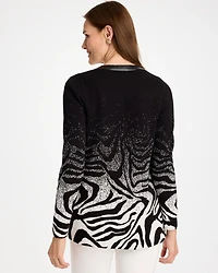 Ombre Animal Faux Leather-Trim Coatigan