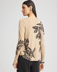 Floral Long Sleeve V-Neck Pullover Sweater