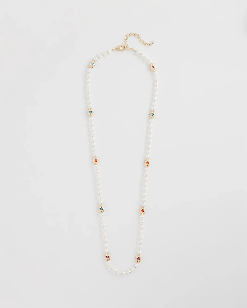Goldtone Faux Pearl Single-Strand Necklace