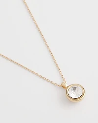 Bezel Set Pendant Goldtone Necklace