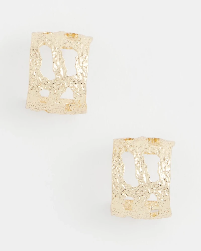 No Droop® Cutout Goldtone Hoop Earrings