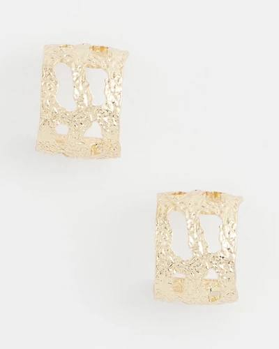 No Droop® Cutout Goldtone Hoop Earrings