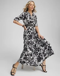 Cotton Roll Tab Sleeve Maxi Dress
