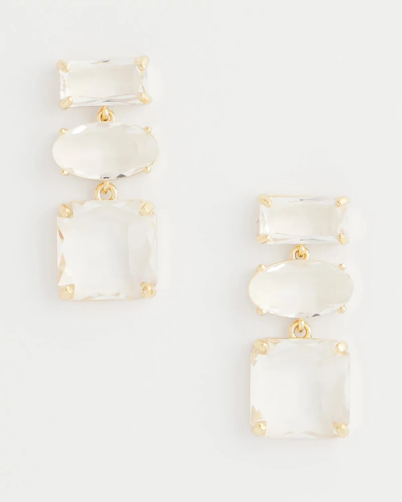 Neutral Faceted Drop Earrings