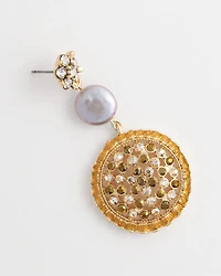Gold Medallion Drop Earrings