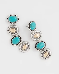 Turquoise Mixed Metal Linear Earrings