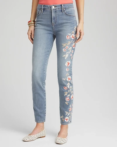So Slimming® Embroidered Girlfriend Ankle Jeans