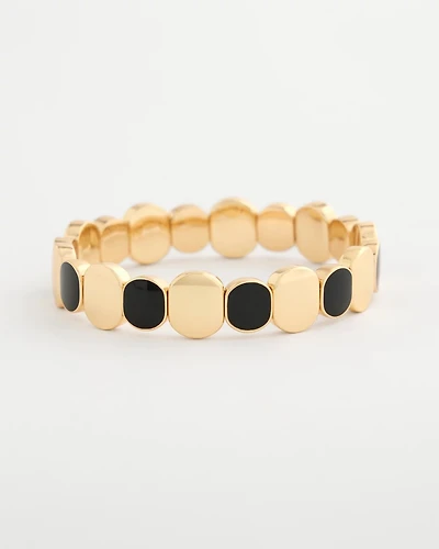 Black Goldtone Glam Stretch Bracelet