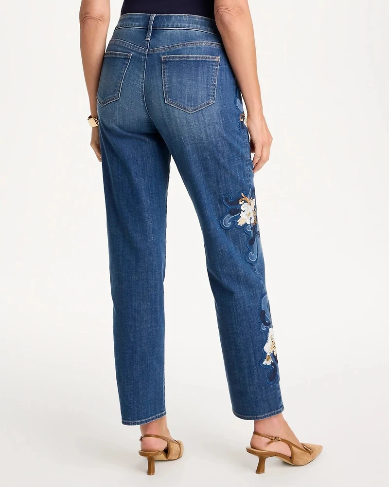 Embellished Girlfriend Straight Ankle Jeans