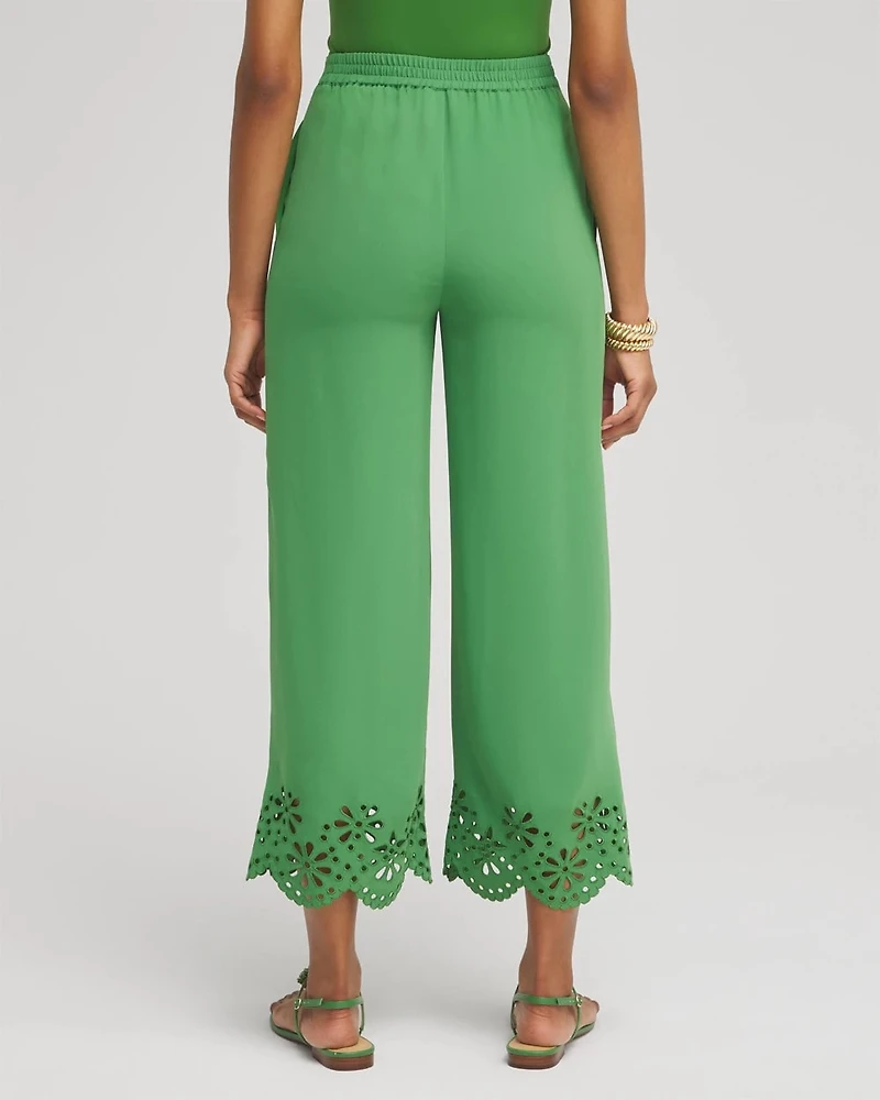 Petite Satin Eyelet Hem Culottes