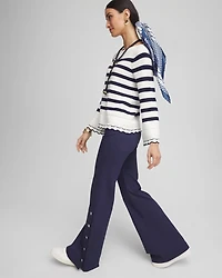 Button Detail Wide-Leg Pants